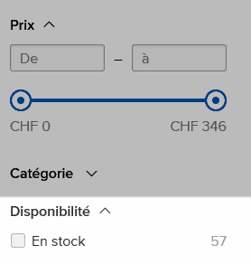 critères de filtre shop en ligne