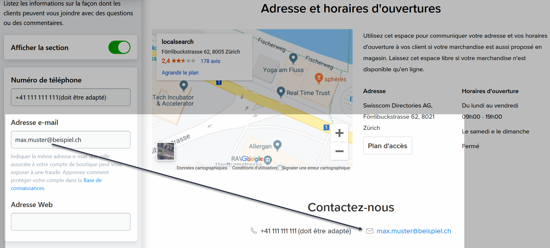 Informations de contact