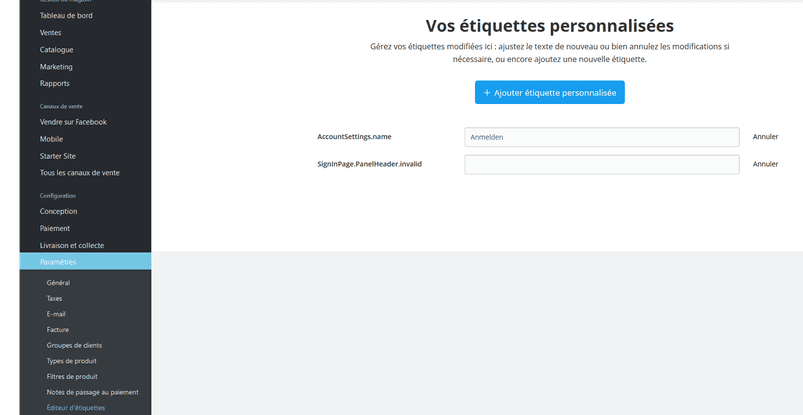 étiquettes personnalisées