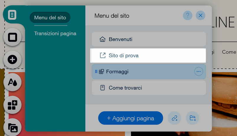 visualizzare menu del sito modificato