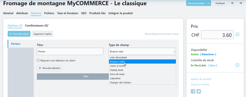Type de champ