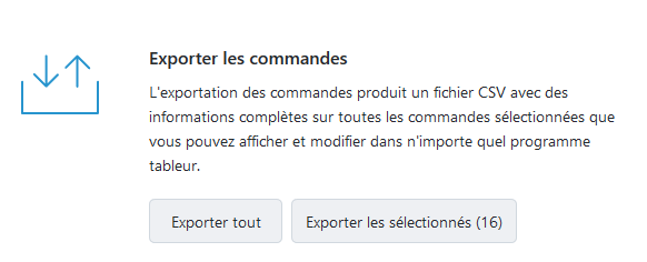 Exporter des commandes