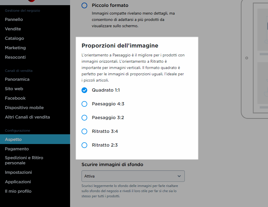 modificare le proporzioni dell immagini