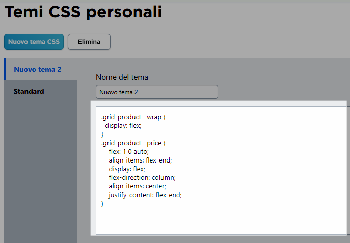 inserire un codice css