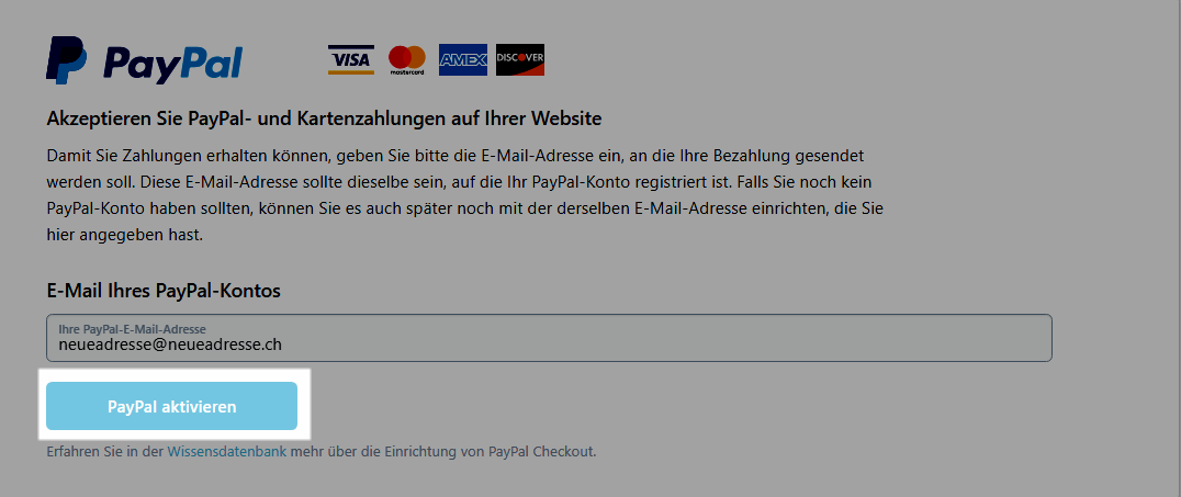 PayPal in der MyCOMMERCE Systemsteuerung aktivieren