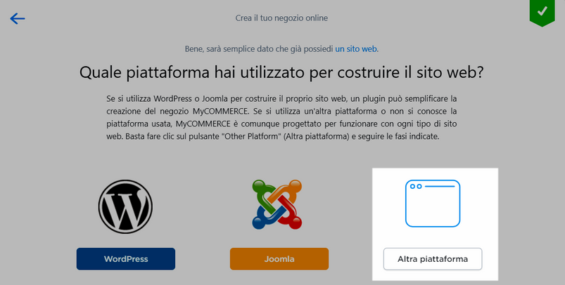 selezionare altra piattaforma