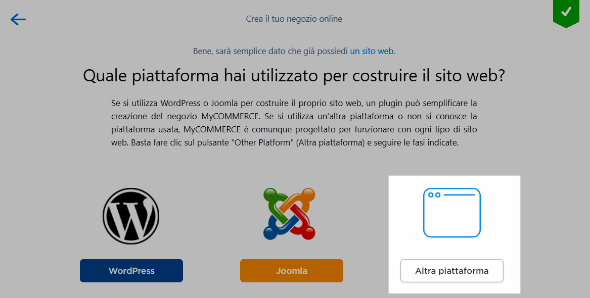 selezionare altra piattaforma