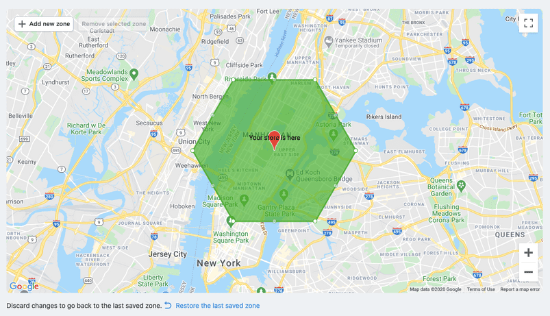 zone d'expedition sur une carte