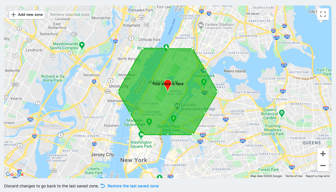 zone d'expedition sur une carte