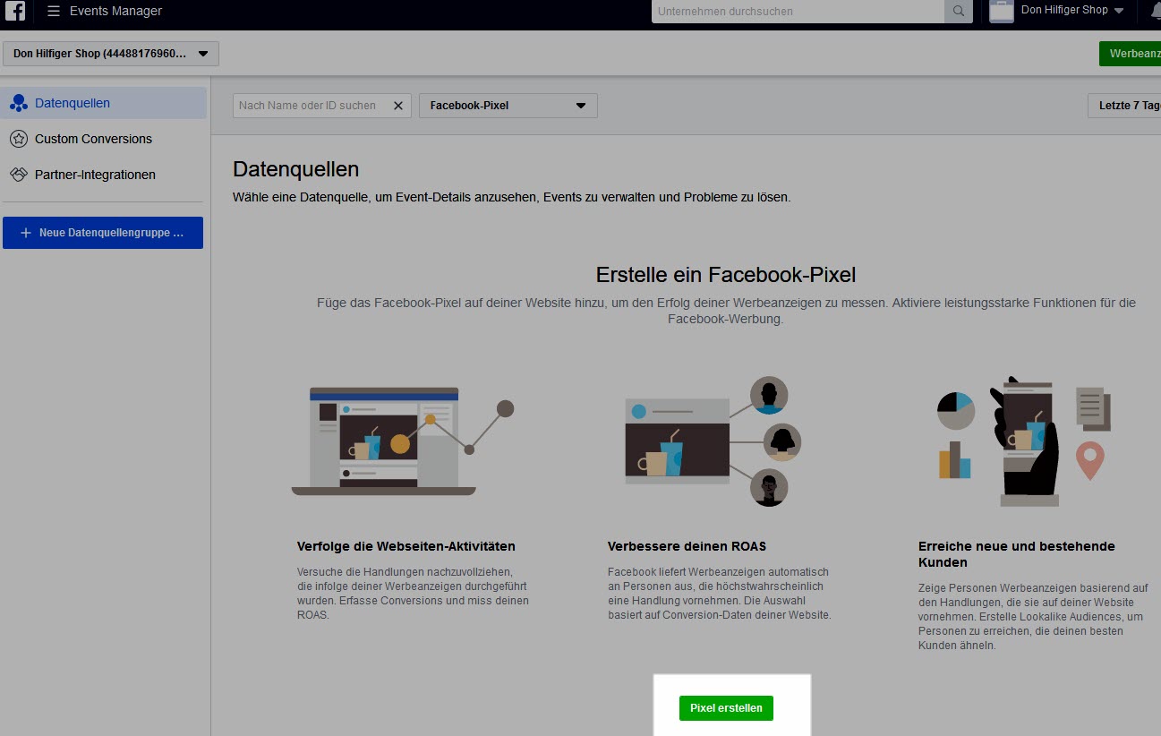 Facebook Pixel erstellen