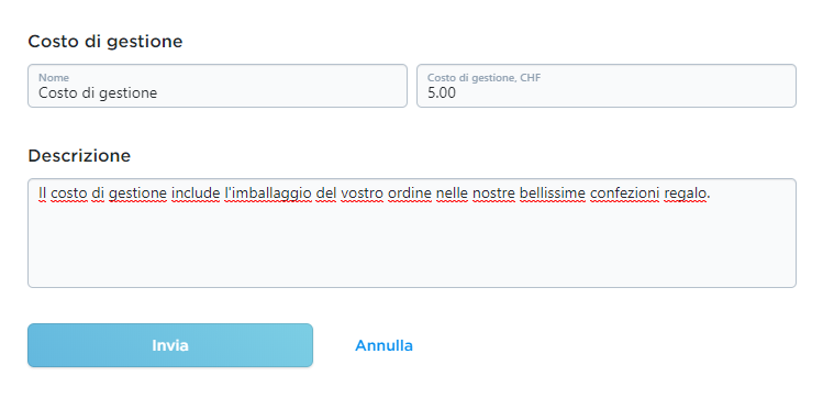 aggiungere un costo di gestione 2