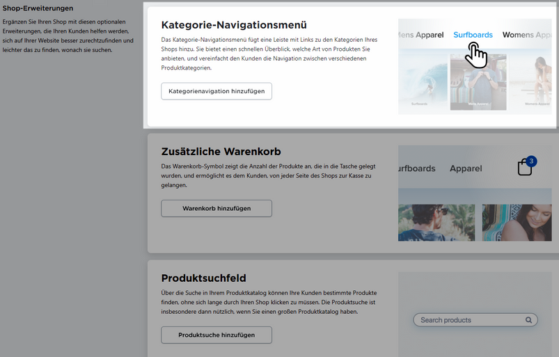 katagorienmenue hinzufuegen