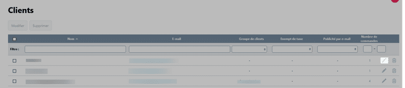 Liste clients