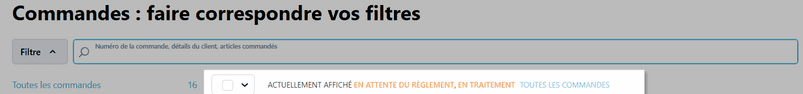 paramètres sélectionnés