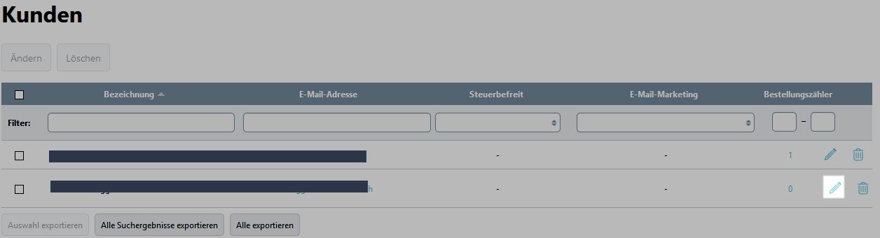 Steuerbefreite Kunden