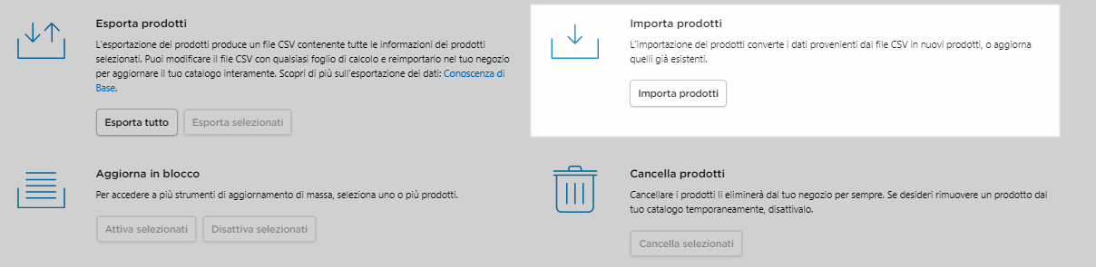 importare prodotti
