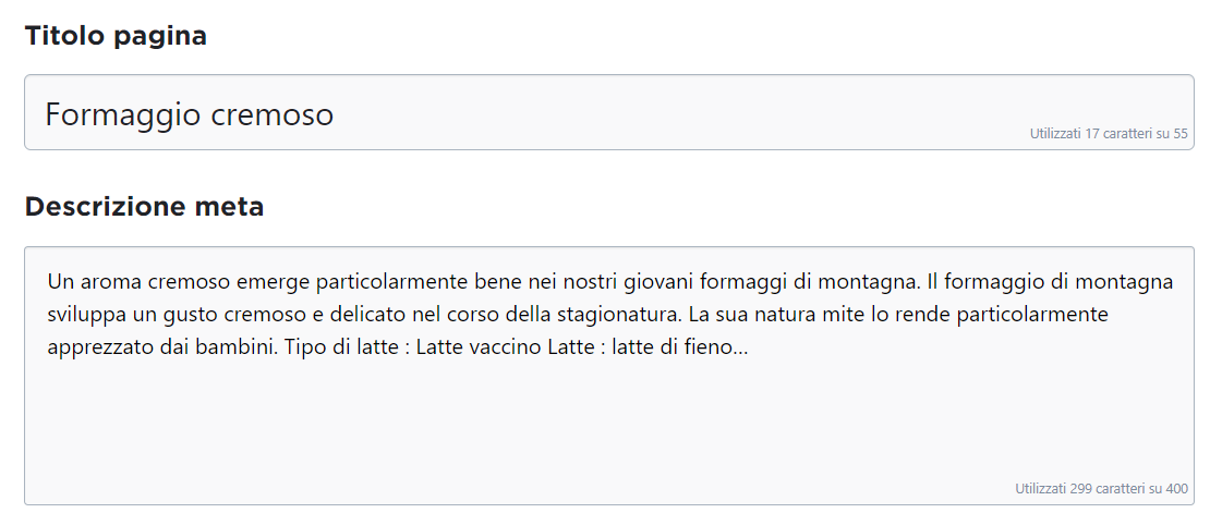 impostazioni seo per il prodotto 2