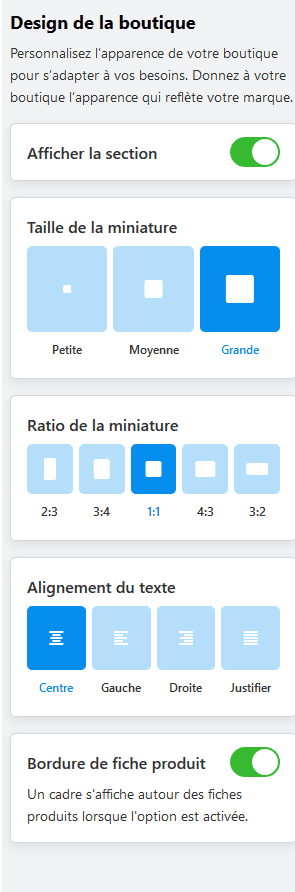 Design de la boutique