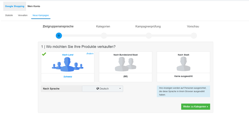 Google Shopping Kampagne Schritt 1