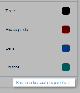 Restaurer les couleurs par défaut