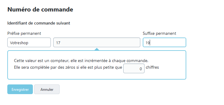 modifier numéro de commande