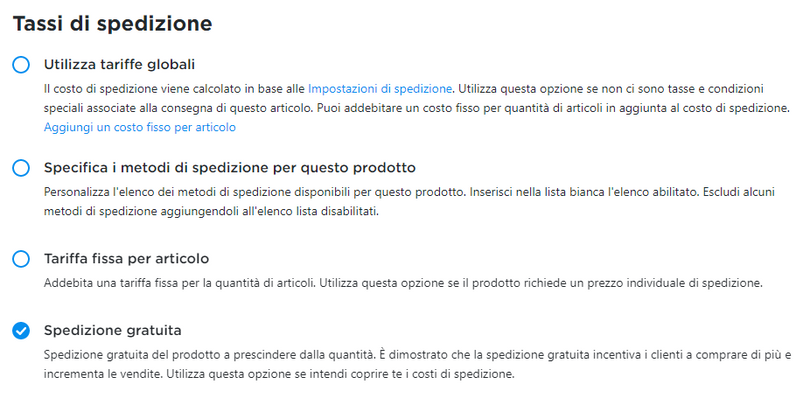 spedizione gratuita per un prodotto