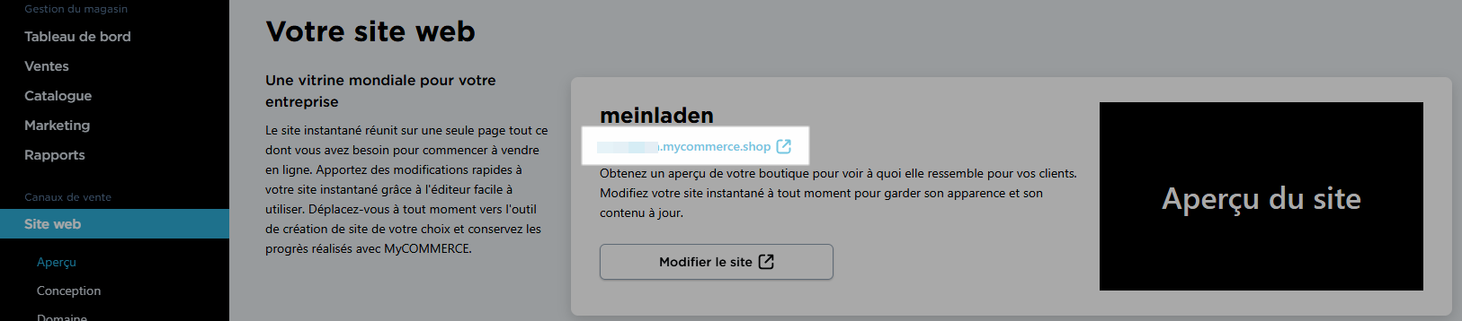 trouver le domaine du site mycommerce