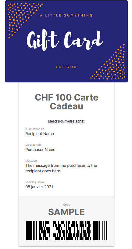 Carte cadeau exemple