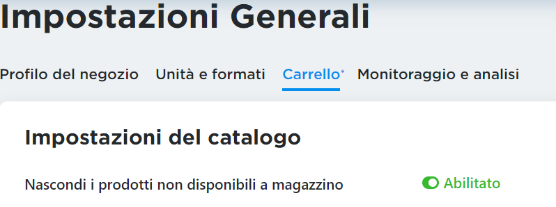 Nascondere prodotti non disponibili 