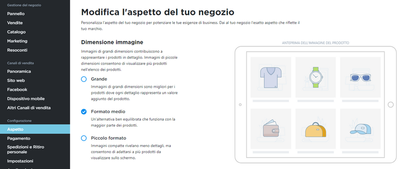 modificare l aspetto del shop