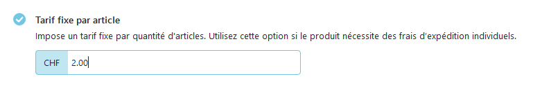 Tarif fixe par article