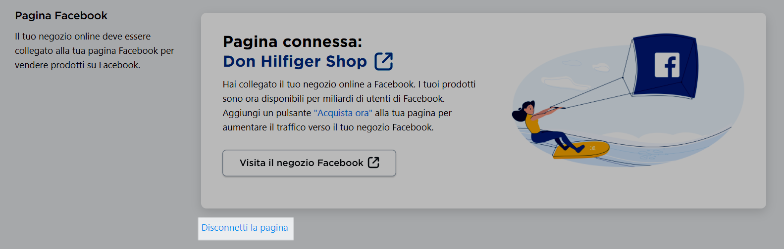 Disconnettere pagina Facebook