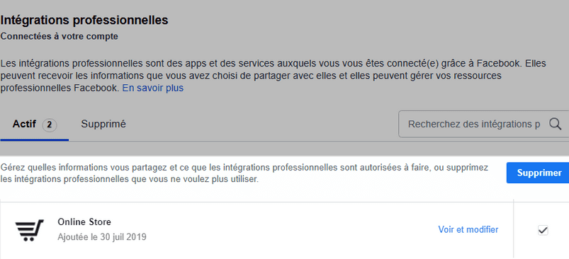 Supprimer compte client