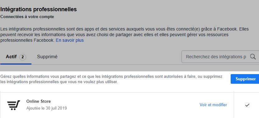 Supprimer compte client