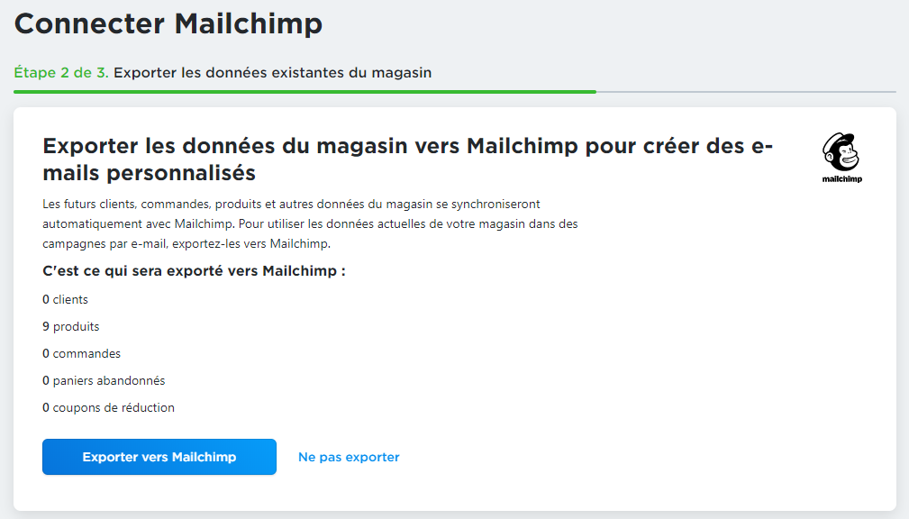 exporter des donnes sur mailchimp