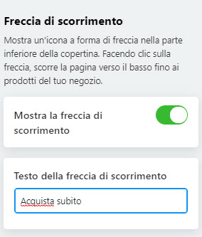 aggiungere testo per freccia di scorrimento