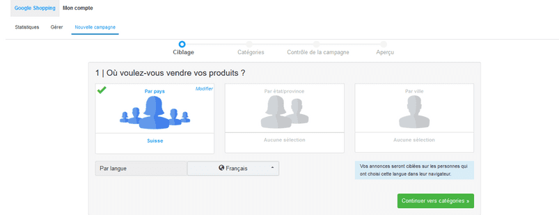 groupe cible Google Shopping