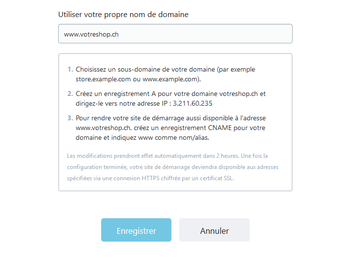 Utiliser le propre nom de domaine