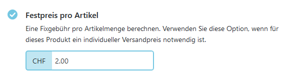 festpreis pro Artikel
