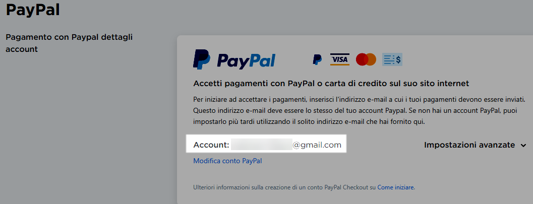 cambiare indirizzo mail per paypal