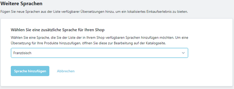 Weitere Sprachen hinzufügen