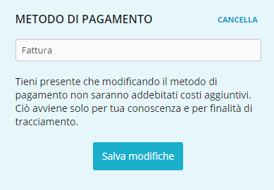 inserire metodo di pagamento