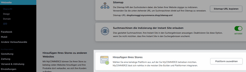 Shopkatalog einer Webseite hinzufuegen