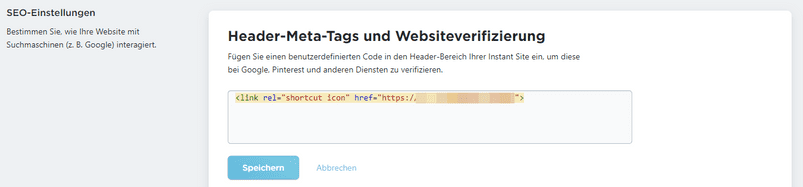 code fuer favicon in meta tags hochladen