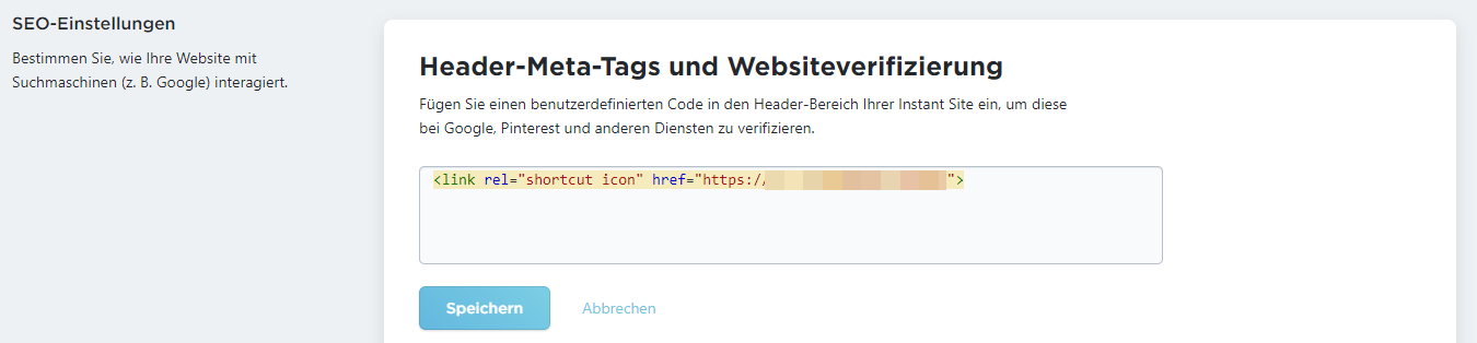 code fuer favicon in meta tags hochladen