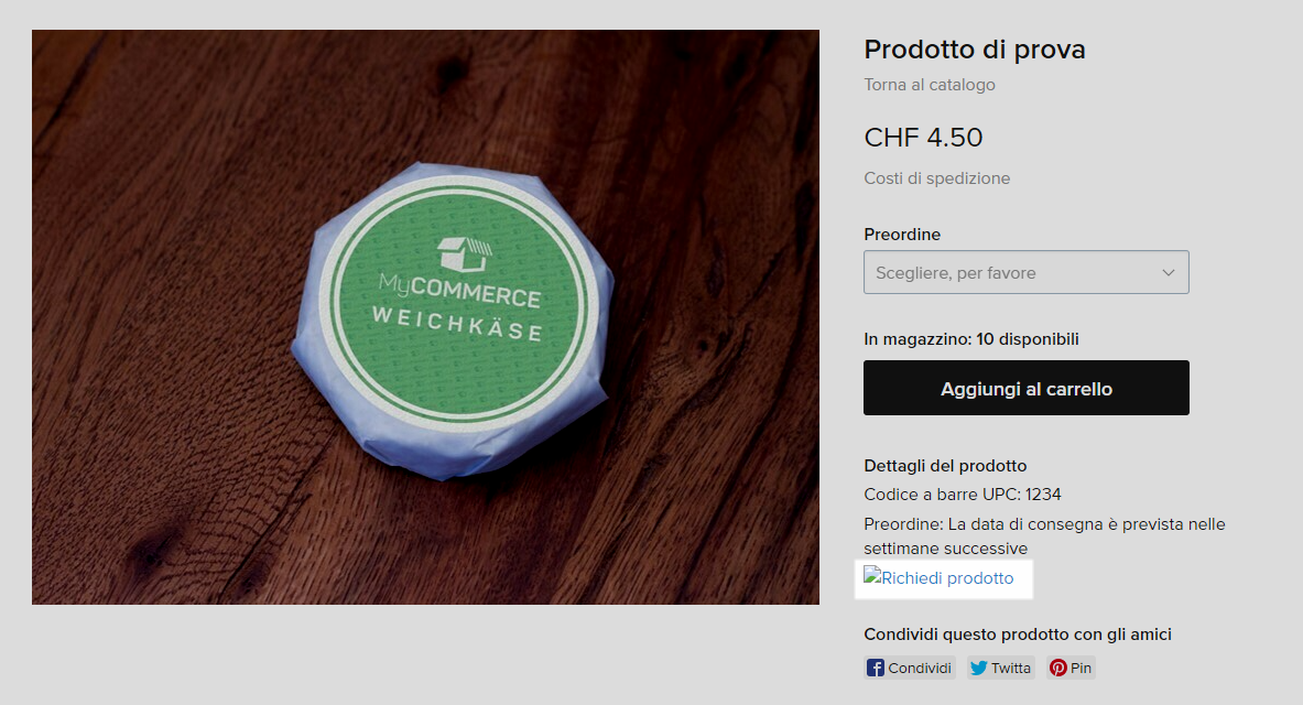 richiedere prodotto 