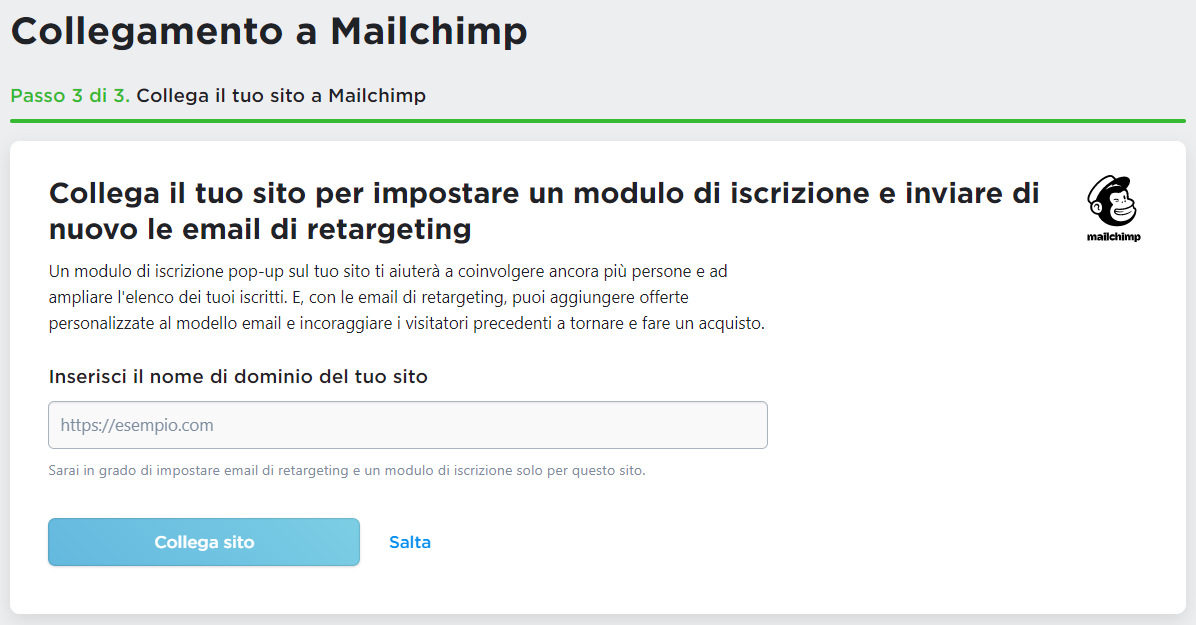 collegare il sito con mailchimp