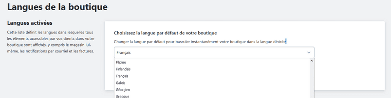 langue par défaut