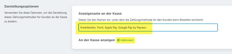 Darstellung payrexx an der Kasse