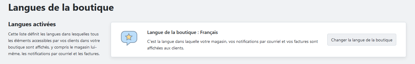 Changer la langue de la boutique